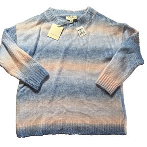 To My Lovers Sweater Women's Small Blue Pink Striped Crewneck NWT MSRP $170